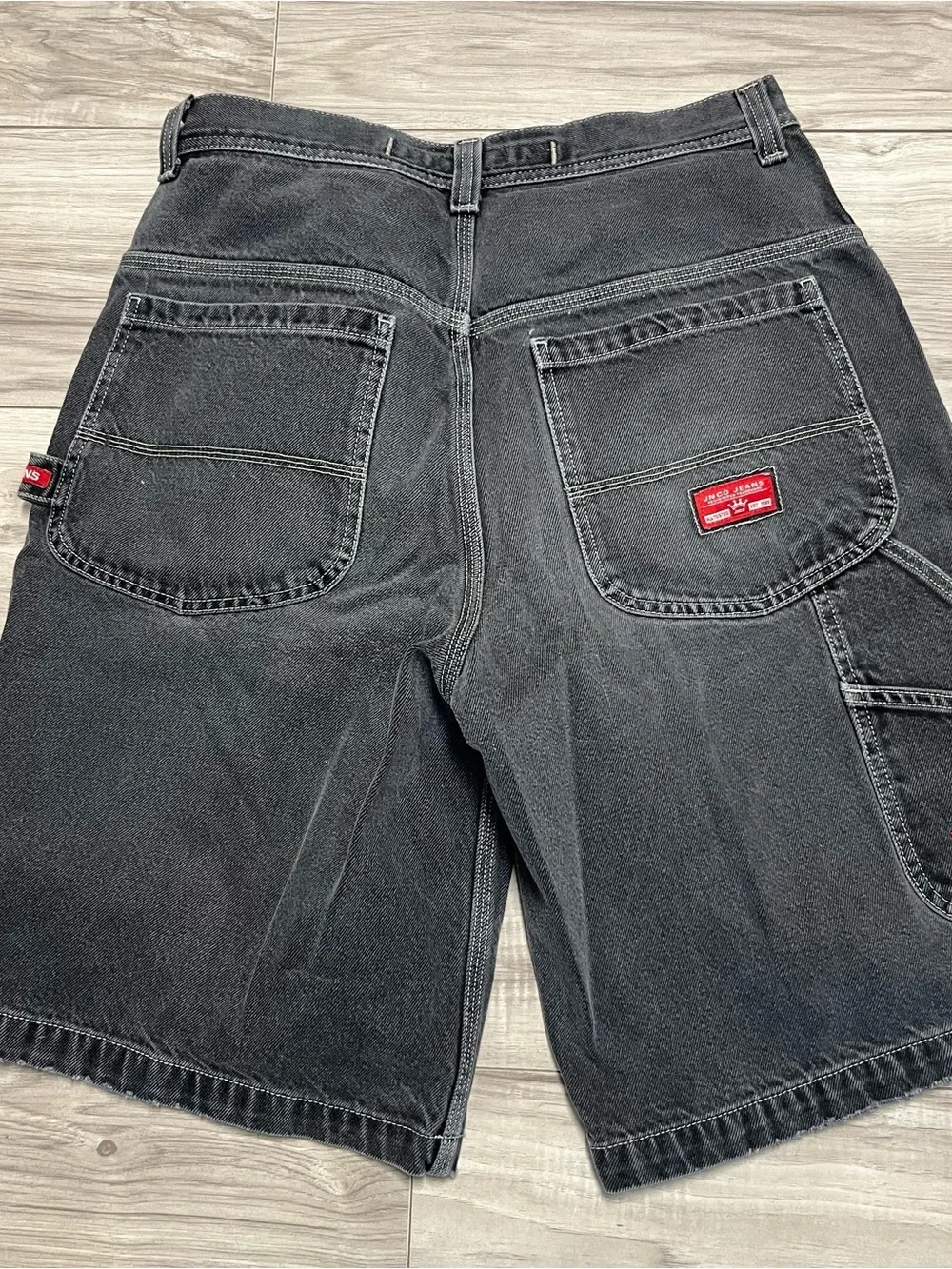 JNCO Black Washed Denim Cargo Shorts
